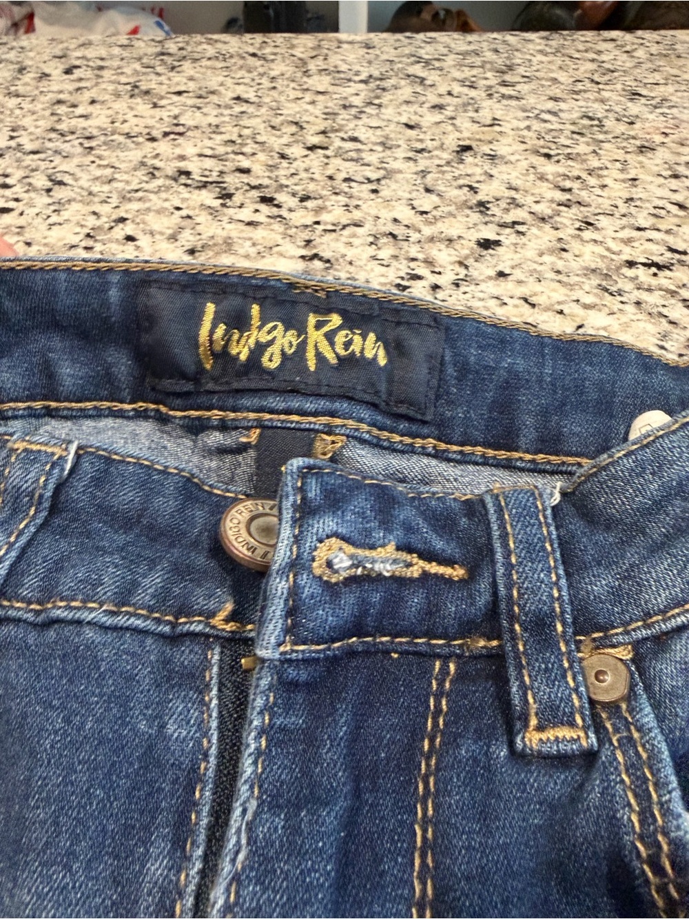 Indigo Rein Kids Dark Blue Denim Jeans with Yellow Stitching